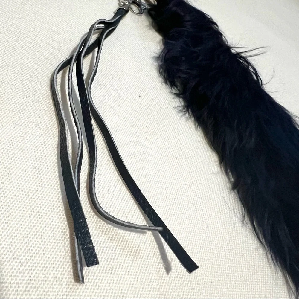 NWT NEW Navy Blue Feathery Soft Key Chain Key Holder
